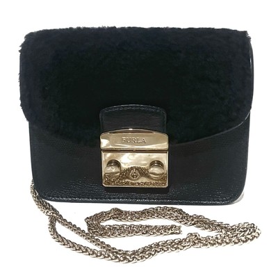 Auth FURLA Metropolis - Black Leather Shoulder Bag