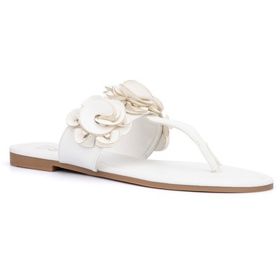 Женские босоножки на плоской подошве LIANA из искусственной кожи белого цвета в Нью-Йорке, размер 7,5 (B,M), BHFO 0621