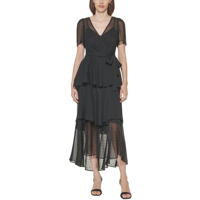 

Calvin Klein Женское черное шифоновое вечернее платье цвета металлик  BHFO 9630, Black/silver