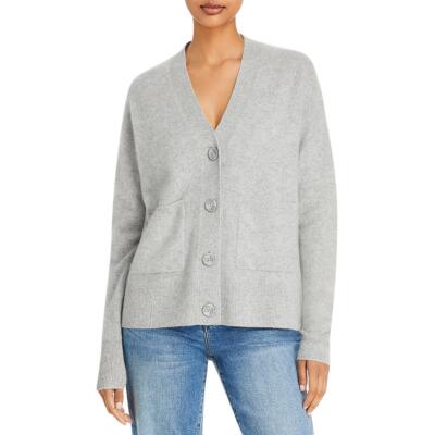 

Женский кашемировый вязаный кардиган с V-образным вырезом и свитером Aqua Cashmere BHFO 0728, Light grey