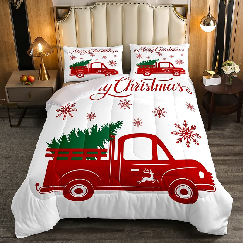 Full Size Red Truck Bedding Set Boys Girls Red Xmas