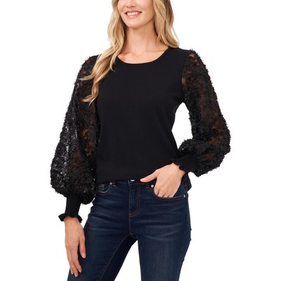 Женская черная кружевная трикотажная футболка-рубашка CeCe S BHFO 5509