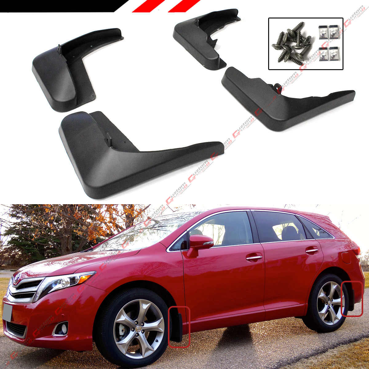 FOR 2008-2016 TOYOTA VENZA 4 PCS FRONT + REAR SPLASH GUARD MUD FLAPS SET 