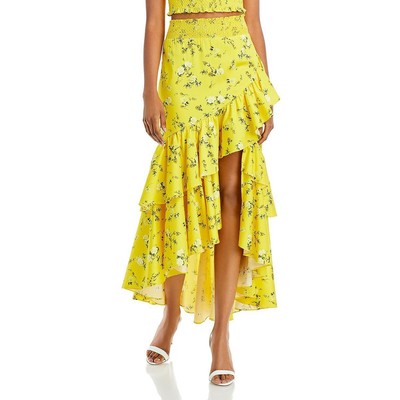 

Alice and Olivia Многоярусная женская асимметричная юбка-макси с цветочным принтом BHFO 3308, Escape ditsy sunbeam