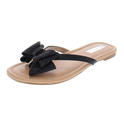 INC Womens Mabae Bow Embellished Slide Flat Sandals Shoes BHFO 6915