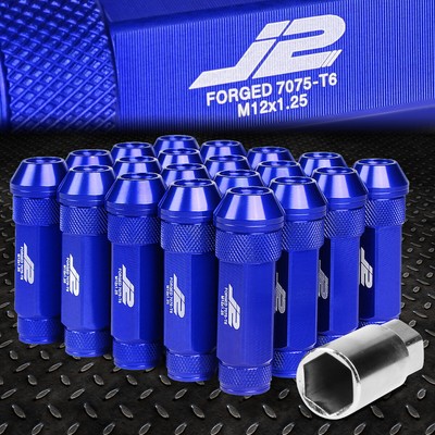 J2 ENGINEERING 7075 АЛЮМИНИЙ M12X1.25 20ШТ 70 ММ ГАЙКА С ОТКРЫТЫМ НАКОНЕЧНИКОМ с АДАПТЕРОМ СИНЕГО ЦВЕТА