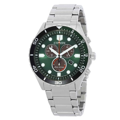 Citizen Chronograph GMT Green Dial Men's Watch AT2561-81X
