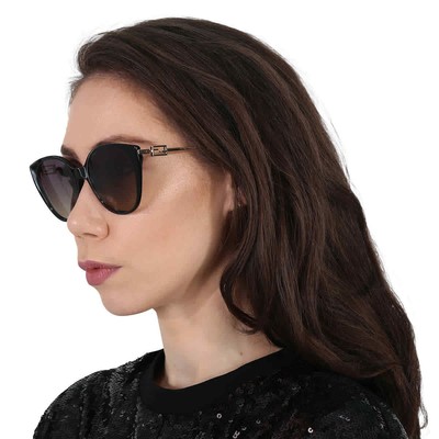 Pre-owned Fendi Polarized Smoke Cat Eye Ladies Sunglasses Fe40047i 01d 54 Fe40047i 01d 54 In Gray