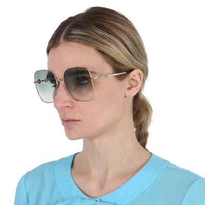 Pre-owned Gucci Green Square Ladies Sunglasses Gg0879s 003 61 Gg0879s 003 61