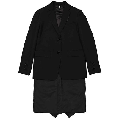 Pre-owned Burberry Ladies Black Wadded Detachable-warmer Wool Tailored Jacket, Brand Size