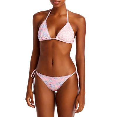 

LoveShackFancy Женские розовые плавки с животным принтом Harbor  BHFO 3280, Coral reef pink