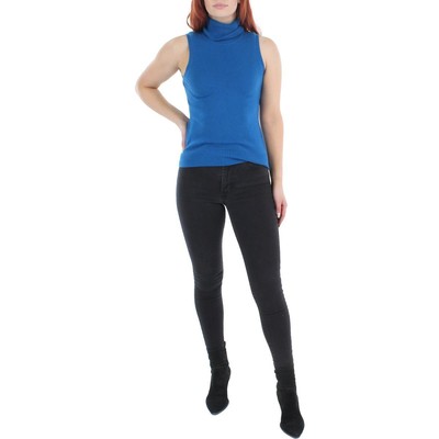 

Аква женский синий кашемировый пуловер без рукавов с высоким воротником, свитер, топ  BHFO 9391