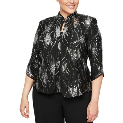 Alex Evenings Женский черный матовый трикотаж с блестками 2ШТ Twinset Плюс 1X BHFO 6435