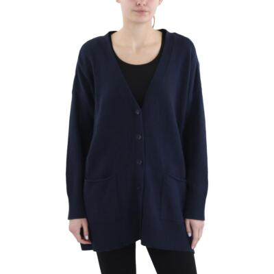 Eileen Fisher Womens Blue Deep Poceket Button Down Cardigan Sweater L BHFO 7355