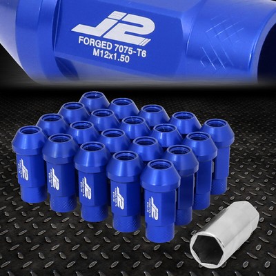 J2 ENGINEERING 7075 АЛЮМИНИЙ M12X1.5 20ШТ 50 ММ ГАЙКА С ОТКРЫТЫМ НАКОНЕЧНИКОМ + АДАПТЕР СИНИЙ