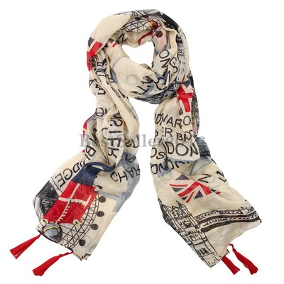 Women Union Jack British Flag Long Soft Shawl Scarf Wrap London Souvenir Gift