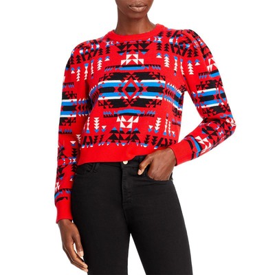 

Женский красный мягкий уютный эластичный укороченный свитер цвета морской волны  BHFO 7262, Red multi