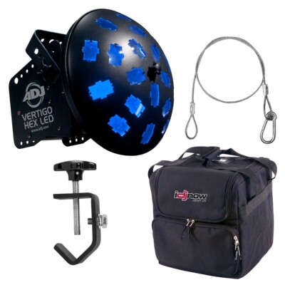 ADJ Vertigo HEX LED Effect Light + Safety Cable + Clamp + Case Bundle