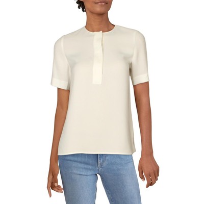 Женская однотонная рубашка-блузка Lafayette 148 New York Topher цвета слоновой кости M BHFO 9788