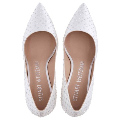 Pre-owned Stuart Weitzman Ladies White Forever Crystal 75 Pumps