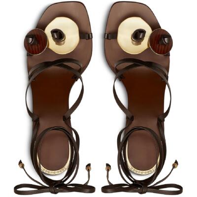 Pre-owned Tory Burch Womens Leather Embellished Thong Strappy Sandals Bhfo 3558 In Coconut