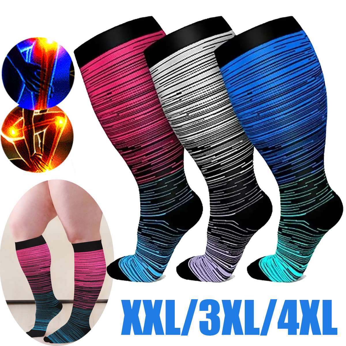 20-30 Mmhg For Men And Women Wide Calf 2xl-4x-large