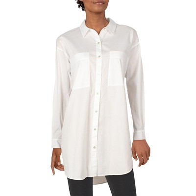 Женская белая блузка-туника из органического хлопка Eileen Fisher, верхняя рубашка S BHFO 6658