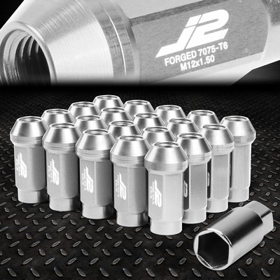 J2 ENGINEERING 7075 АЛЮМИНИЙ M12X1.5 20ШТ 50 ММ ЗАКРУГЛЕННАЯ ГАЙКА С КЛЮЧОМ СЕРЕБРИСТОГО ЦВЕТА