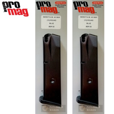 TWO ProMag Beretta M96 Model 96 .40 S&W 10-Round MAGAZINES BER02 FAST SHIP
