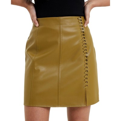 French Connection Womens Crolenda Green Faux Leather Mini Skirt 8 BHFO 8223