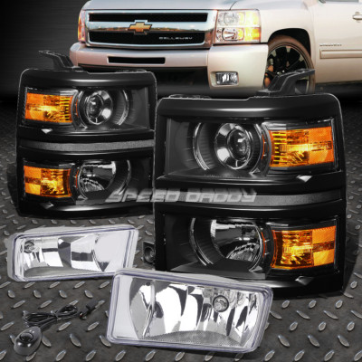 ЧЕРНАЯ ФАРА ПРОЕКТОРА HALO С ЖЕЛТЫМ СИГНАЛОМ + ПРОЗРАЧНАЯ ПРОТИВОТУМАННАЯ ФАРА ДЛЯ 14-15 SILVERADO