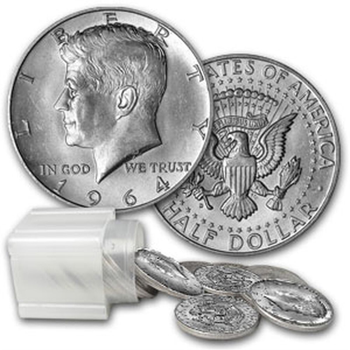 1964 Kennedy Halves $10 Face Value 90% Silver 20 Coin Roll Average