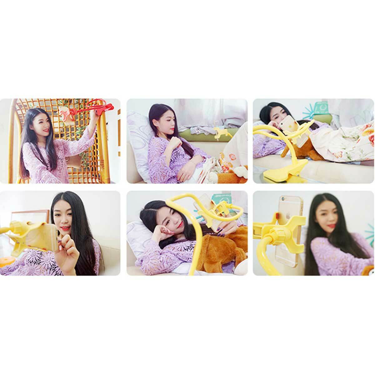 2 Flexible 360 Clip Mobile Cell Phone Holder Lazy Bed Desktop Bracket Mount Stan