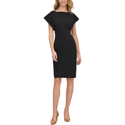 

Женское рабочее короткое платье-футляр с рюшами Calvin Klein BHFO 7081, Черный