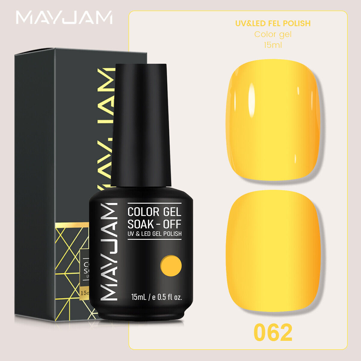 MAYJAM 15ml Gel Nail Polish UV LED Soak Off Manicure Shiny Salon Gel Nails Art N
