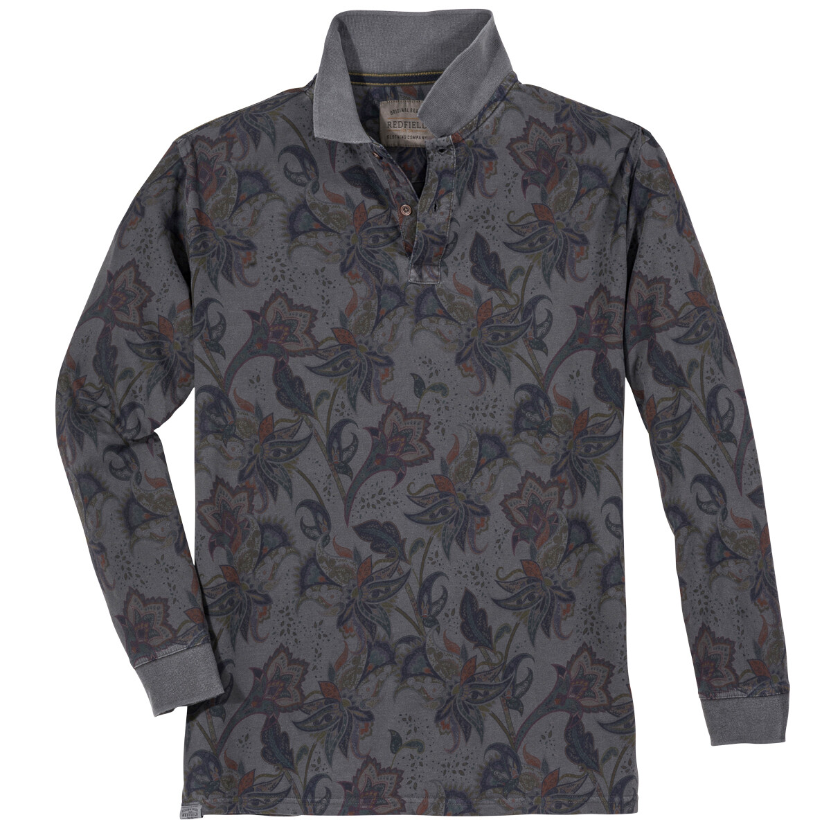 RESTPOSTEN 4XL Redfield Polo Langarm in Übergröße Flowerprint