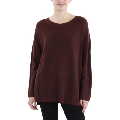 Женский свитер с круглым вырезом и разрезом по низу в рубчик Eileen Fisher BHFO 6404