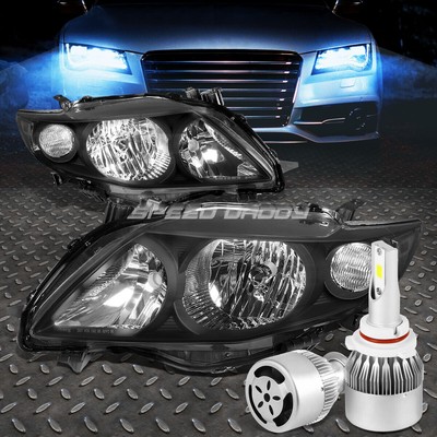 ЧЕРНАЯ ФАРА + ПРОЗРАЧНЫЙ УГОЛ + БЕЛЫЙ СВЕТОДИОД 9006 HID с ВЕНТИЛЯТОРОМ ДЛЯ 09-10 COROLLA E140