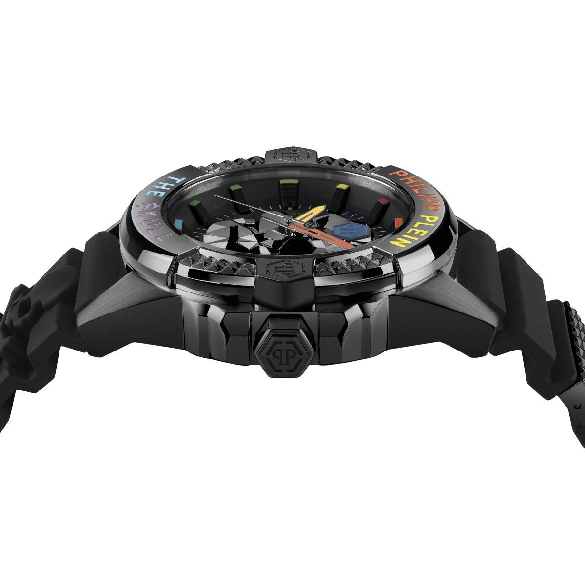 Pre-owned Philipp Plein Men's Watch Analog Quartz $kull Black Pwaaa0621 Silicone