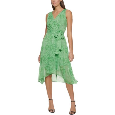 

Tommy Hilfiger Женское шифоновое платье миди с принтом BHFO 1916, Green multi