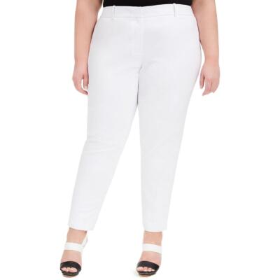 

Calvin Klein Женские белые классические брюки средней посадки для работы  BHFO 1014, Белый