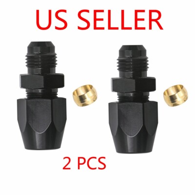 2Pcs 6AN Male To 3/8'' Tube Hardline Fuel Line Adapter Fitting Tubing compression