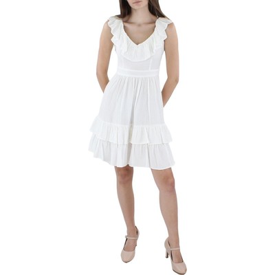 Женское белое мини-платье А-силуэта с оборками и складками Calvin Klein, 10P BHFO 6473