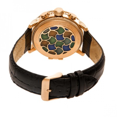 Pre-owned Heritor Automatic Aura Men's Semi-skeleton Leather Rose Gold Watch Hr3506