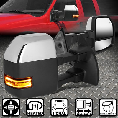 ДЛЯ 99-07 FORD SUPER DUTY С ЭЛЕКТРОПРИВОДОМ + ОБОГРЕВ + СВЕТОДИОДНЫЙ УКАЗАТЕЛЬ ПОВОРОТА БОКОВОЕ БУКСИРОВОЧНОЕ ЗЕРКАЛО ХРОМИРОВАННОЕ