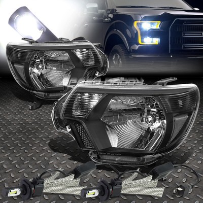 ЧЕРНАЯ ФАРА В КОРПУСЕ + ПРОЗРАЧНЫЙ УГОЛ + БЕЛАЯ СВЕТОДИОДНАЯ СИСТЕМА 6000K ДЛЯ 12-15 TACOMA