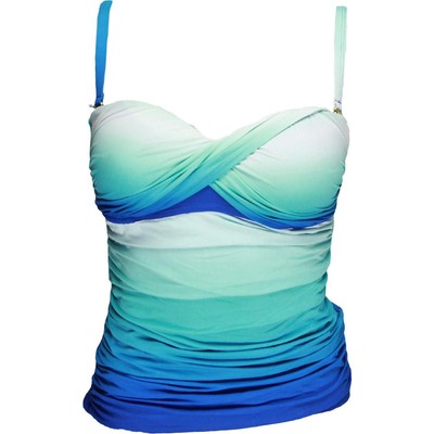

Женский синий купальник-танкини с омбре Bleu Rod Beattie, раздельный  BHFO 2943, White/blue ombre