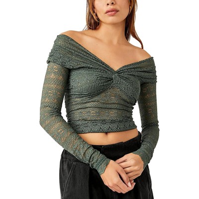 Free People Womens Hold Me Closer Lace Ruched Pullover Top Shirt BHFO 8378