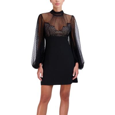 BCBGMAXAZRIA Womens Black Mini Polka Dot Cocktail And Party Dress 6 BHFO 7354