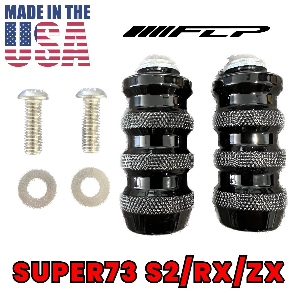 y☺︎ SUPER73 ZX BLACK REAR PEGS BOLT ON - SHORTY | eBay